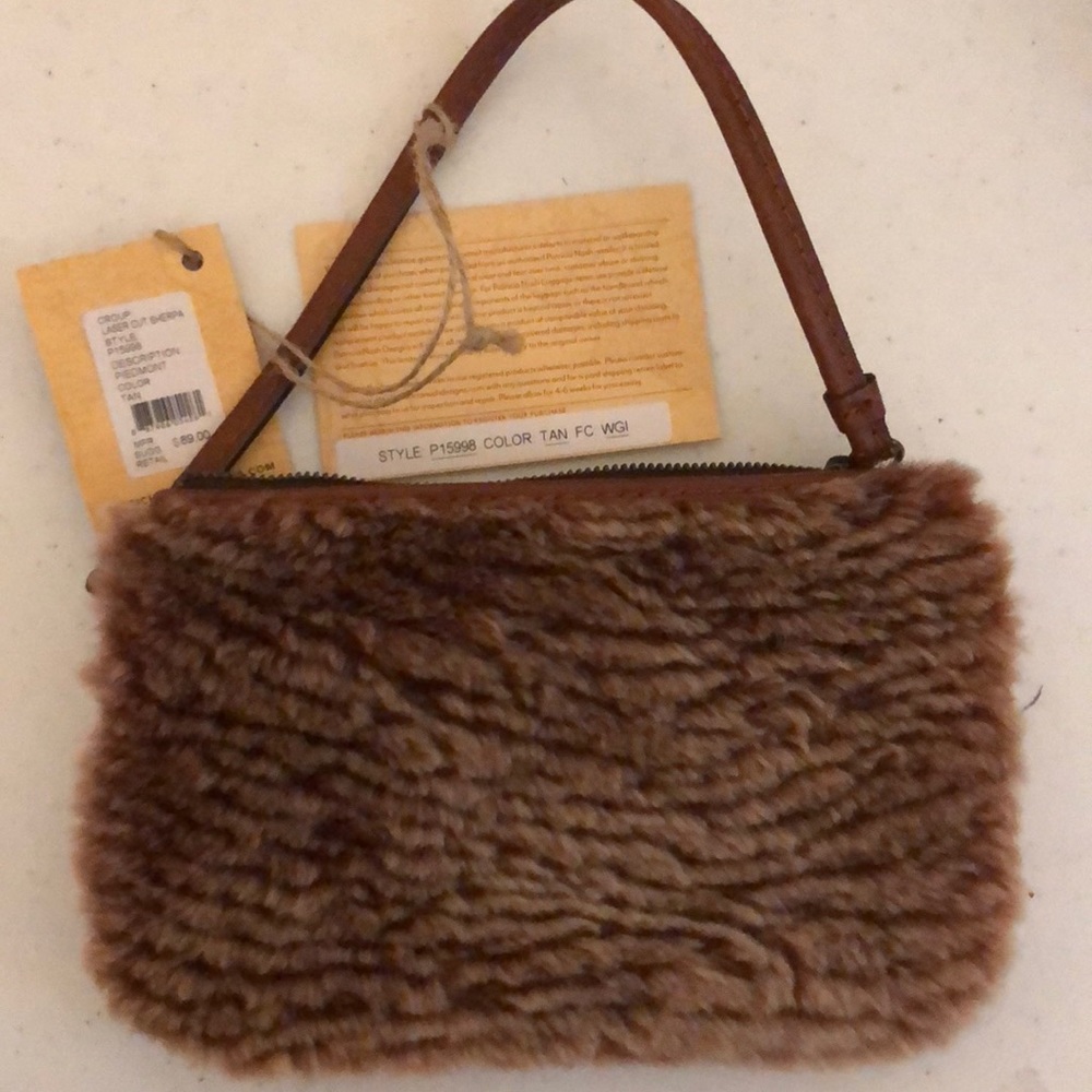 Patricia Nash Brown Leather Sherpa Wristlet BNWT